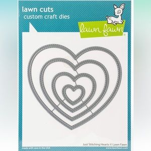 Set of 4 Die Cuts - Stitching Hearts - Lawn Fawn